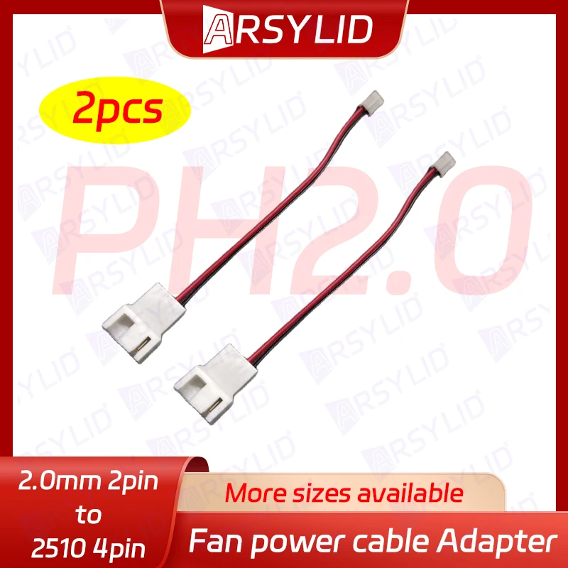 ARSYLID Conversion cable 4pin 3pin to 2 pin 2.5mm adapter fan  for VGA cooling fan Power supply mini 2pin