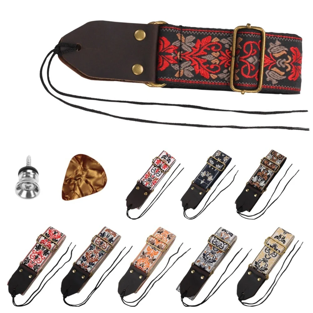 Guitar Shoulder Strap Adjustable 5cm Width Jacquard Guitar Strap with Tail Pin for Acoustic Guitar/Electric Guitar/Bass Guitar