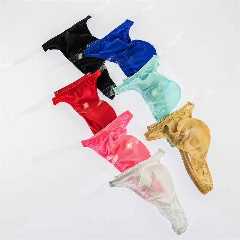 7PCS Men Underwear Invisible Belt Thongs Jockstrap Ultra-Thin Tanga Hombre Sissy Transparent G-strings  Taste Ice Silk Thongs