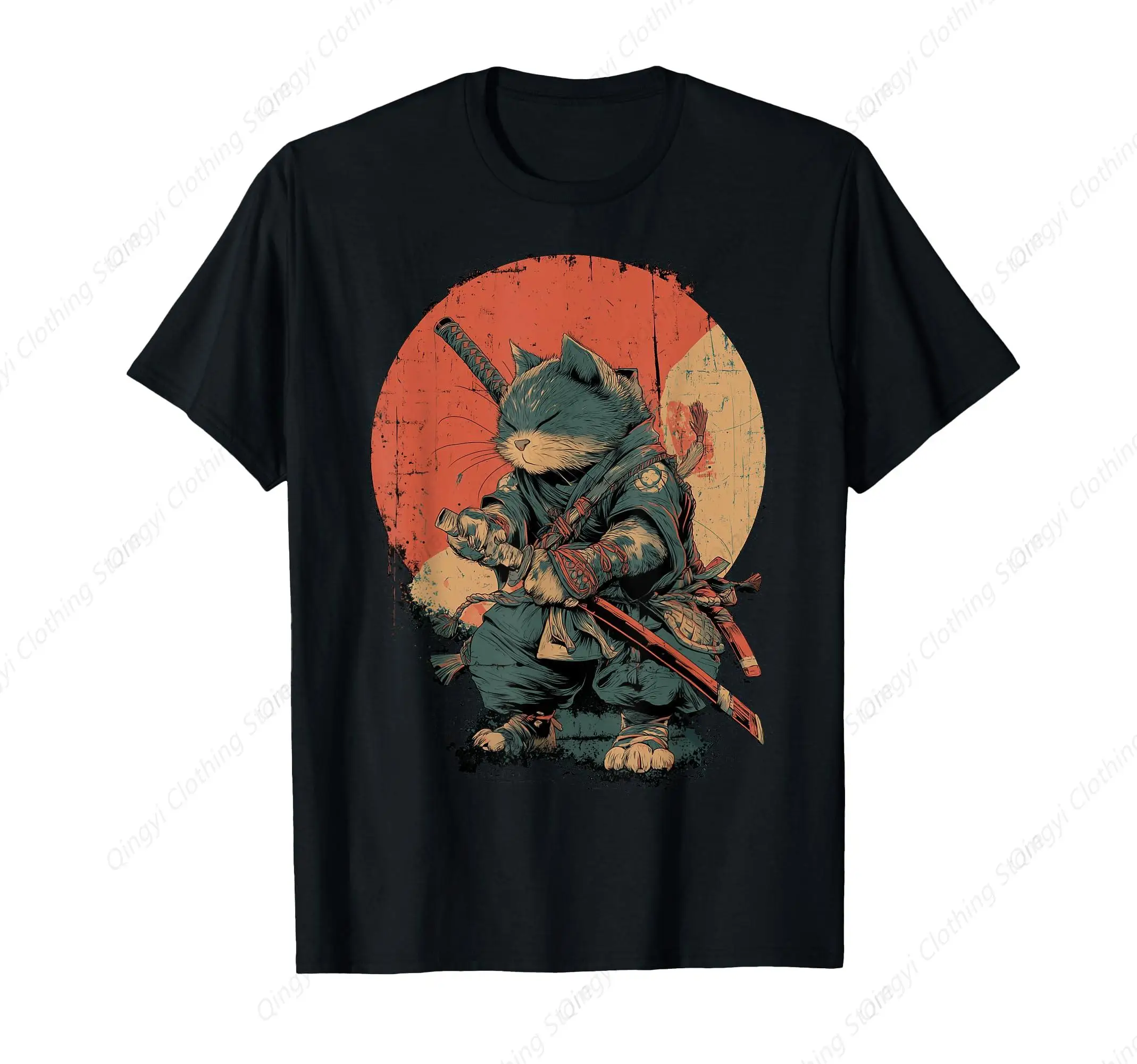 

Fierce Cat Samurai Warrior Art T-Shirt