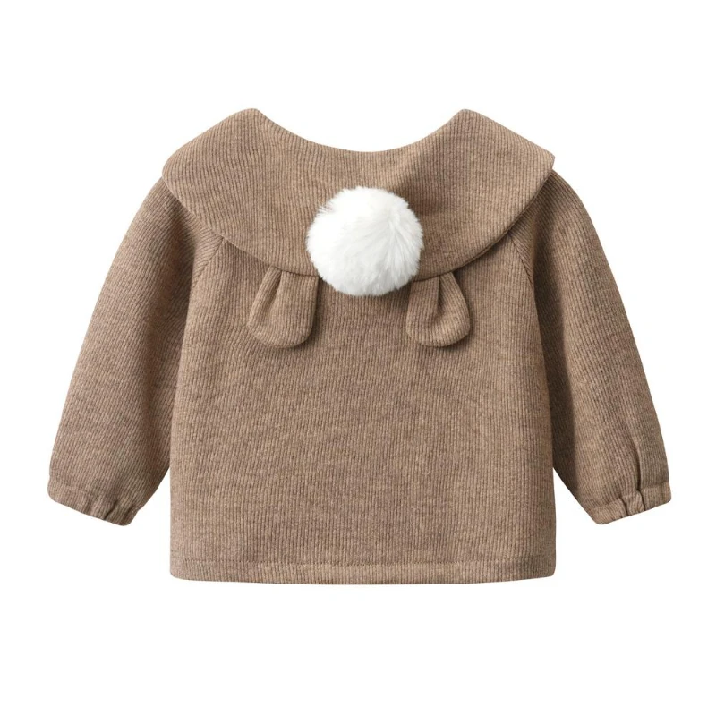 New sweater Children Girs Cute Top Coat Lovely Fluffy Kids Knitwear Peter Pan Collar Infants Outdoor Clothes Autumn Matching