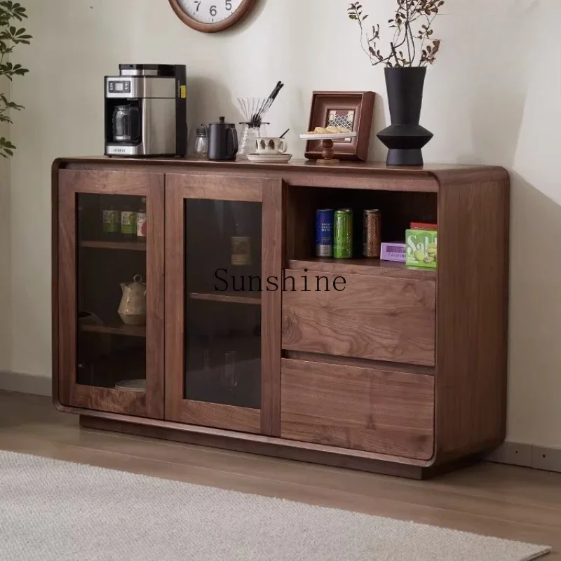 North American black walnut all-solid wood storage cabinet restaurant multi-functional layered integrated square wine cabinet  F