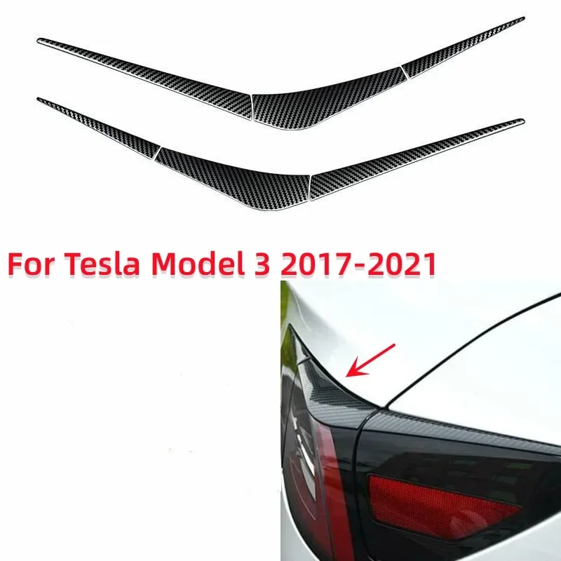 

Carbon Fiber Car Tail Lamp Shade Tail Lamp Cover Decorative Strip Fit for Tesla Model 3 2017-2021