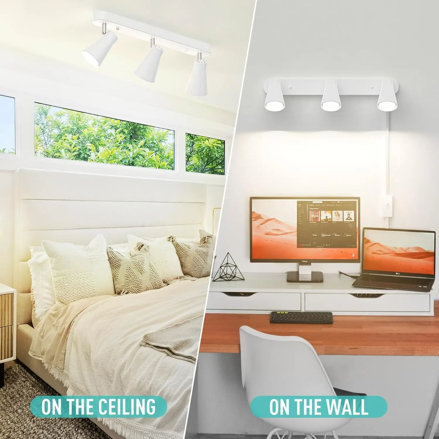 White Modern Ceiling Spotlight, Flexibly Rotatable Complete Light Kits for Kitchen Cabinet Living Room（Bulbs Not Included）