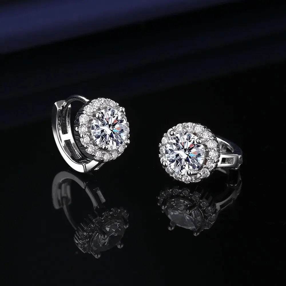 0.5/1Carat D Color Moissanite Diamond Hoop Earrings WITH Certificates S925 Sterling Silver Ear Studs Fine Jewelry for Women