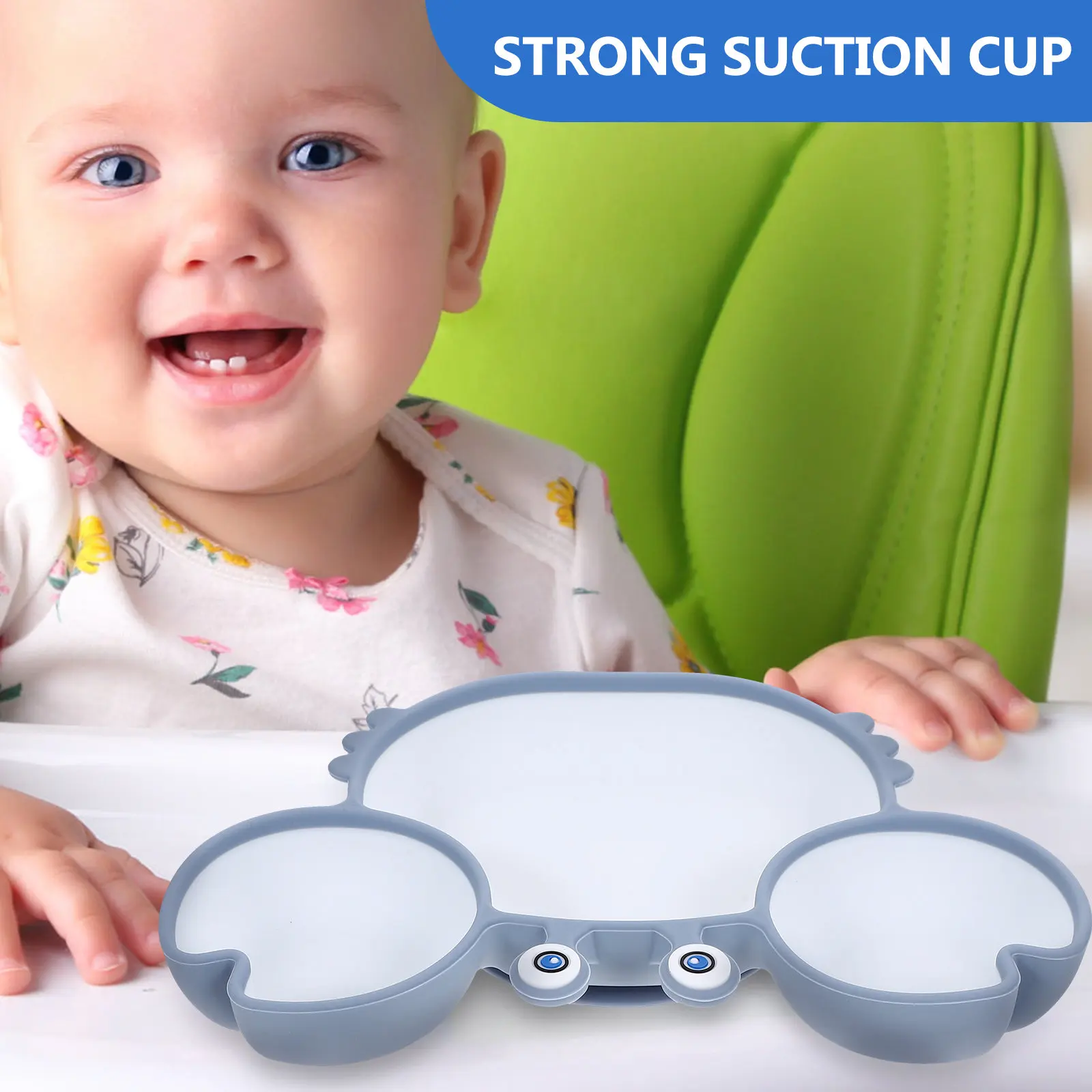 

Silicone Plate Blue Cartoon Crab Divided Suction Feeding Bowl Dishwasher Safe Tableware Kitchen Bar Tableware