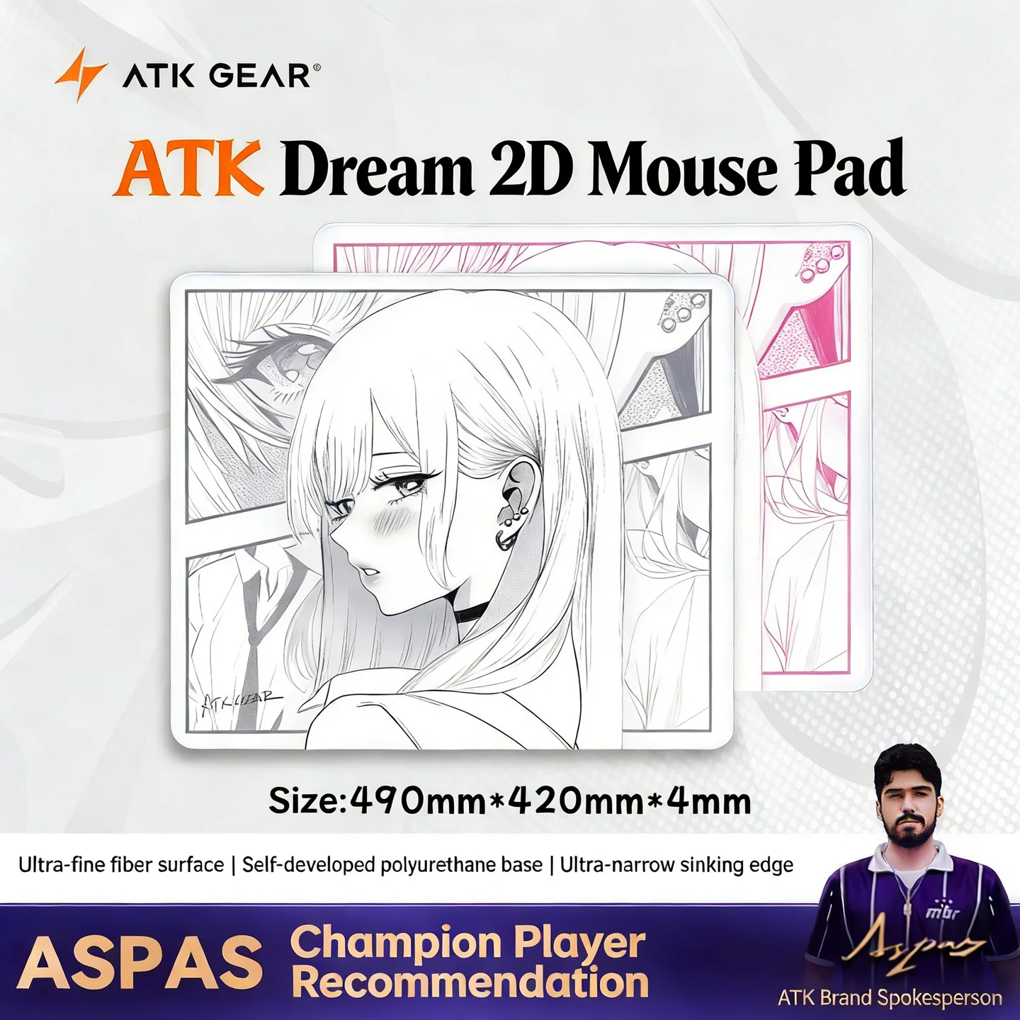 

ATK Dream Anime Style Mouse Pad Extra Large 490x420mm Neutral Smooth FPS Dedicated Pad for Valorant Esports Gamers Office Desk M