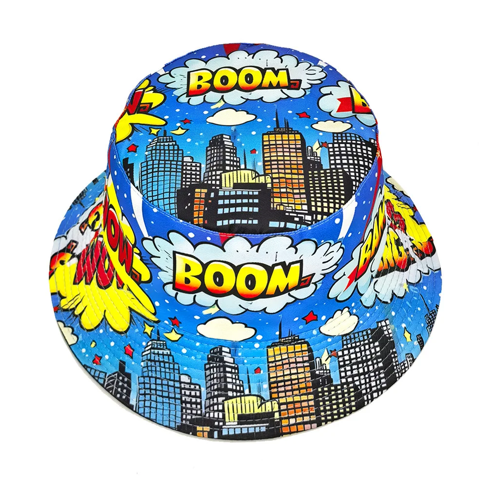 Fashion Print Bucket Hat for Women Men Daily Decorate Fisherman Hat Summer Travel Beach Outdoor Sunscreen Panama Hip Hop Street