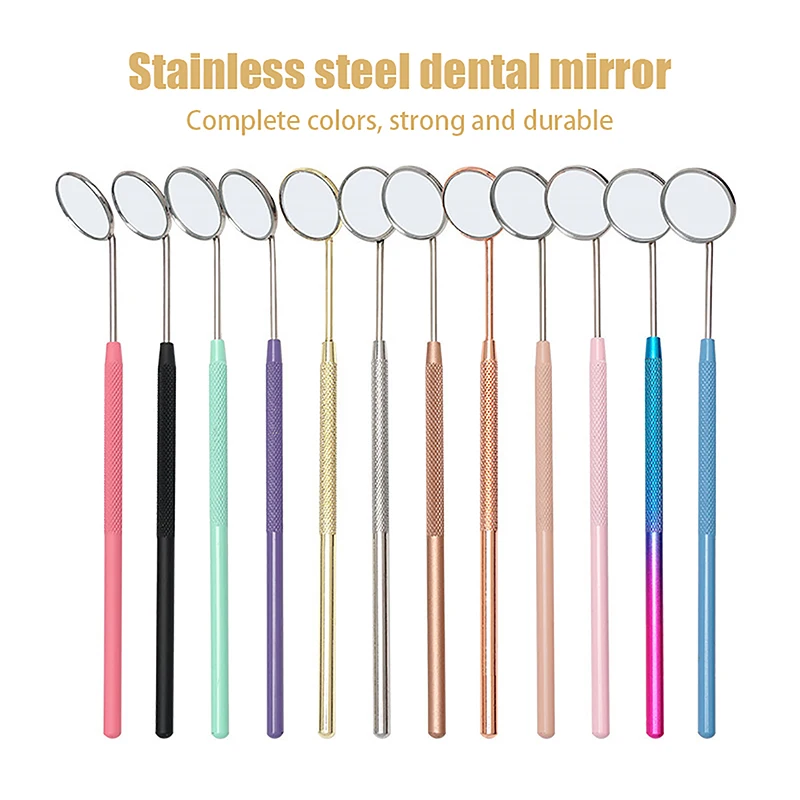 1PCS Reusable Dental Mirror Stainless Steel Multicolour Oral Mirrors Dentist Tools Oral Hygiene Care Tool Material