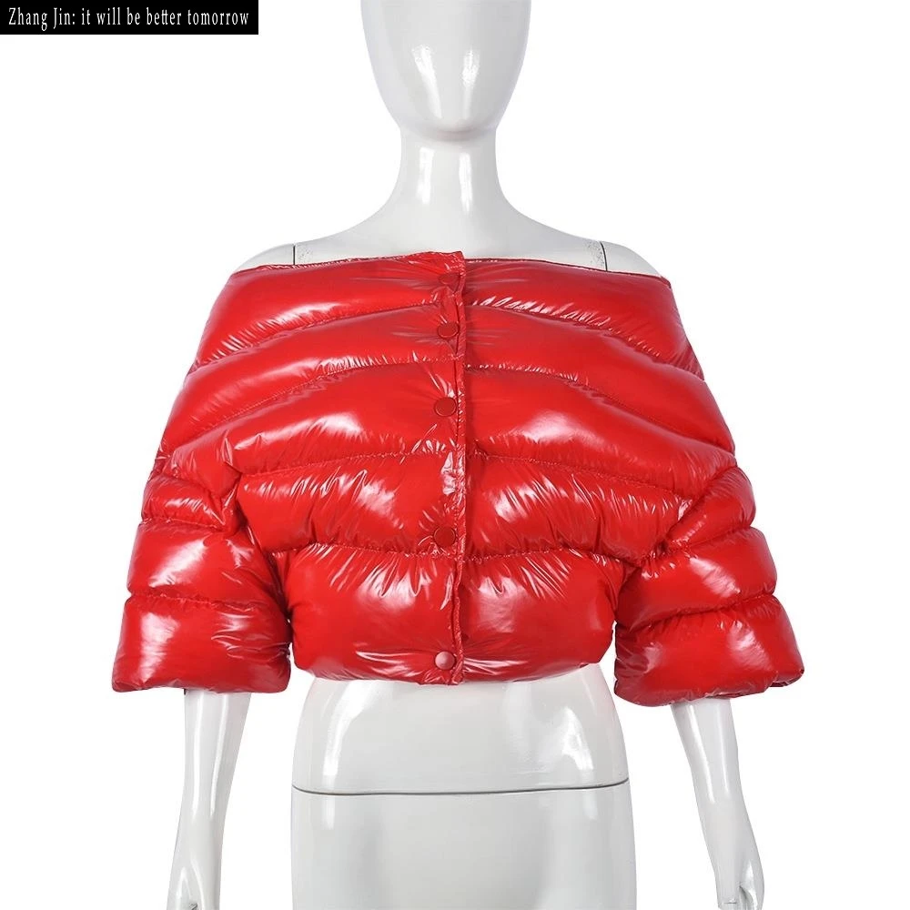 

Персонализированная зимняя накидка на плечо, нейлоновая теплая и хлопковая женская одежда, трансграничная одно плечо, Thiened Five-Quarte...