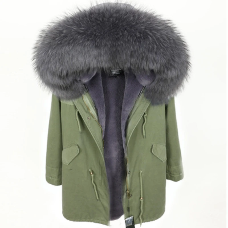 

2023 Hot Sales New Winter Jacket Men Black Green Long Parka Warm Real Fur Coat Natural Raccoon Fur Collar Faux Fur Liner Streetw