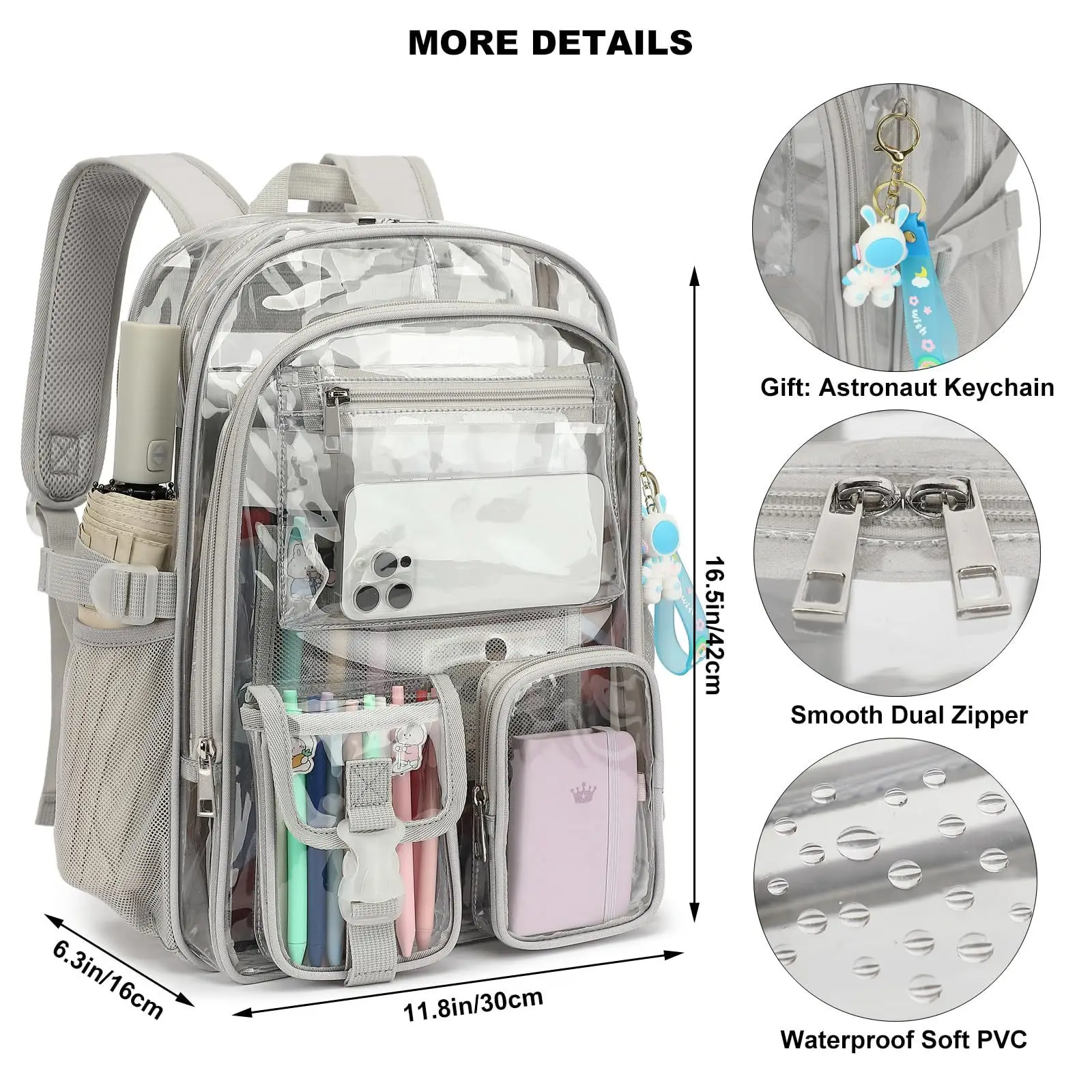 New Backpack Suitable for Schools, Heavy-duty PVC Transparent Bag Suitable for Sports Fields