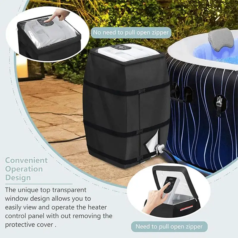 Hot Tub Enclosure Heavy-Duty Sun Protection Hot Tub Spa Heater Pump Cover Hot Tub Insulated Pump Cover With Transparent Pvc Top