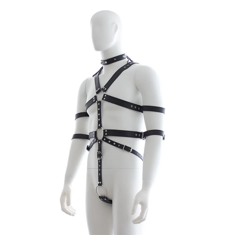 Sexy Mens Gay PU Leather Full Body Chest Harness Bondage Open Penis Ring BDSM Night Clubwear Sex Tools for Gay Male 18+ - Image 3