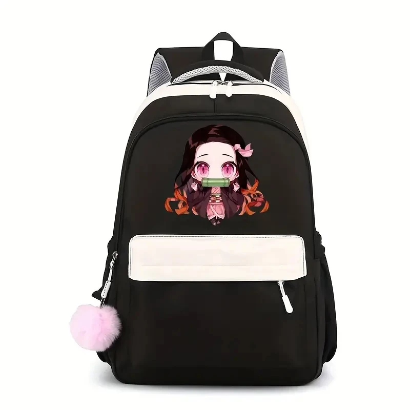 Mochilas Anime Demon Slayer Nezuko, mochilas escolares simples e leves, mulheres e homens, capacidade para viagem