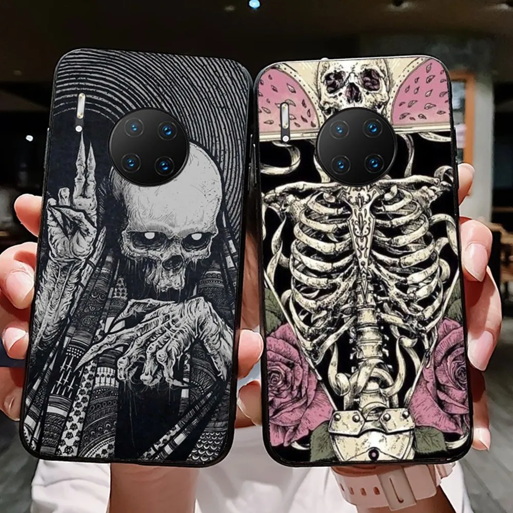 

Gothic Fashion Skull Phone Case For Huawei Mate 10 20 30 40 50 lite pro Nova 3 3i 5 6 SE 7 pro 7SE