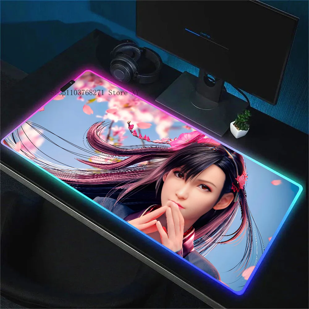 Gamer F-Final Fantasy Mousepad XXL RGB Gaming Mouse Pads HD Black Gamer Accessories Large LED