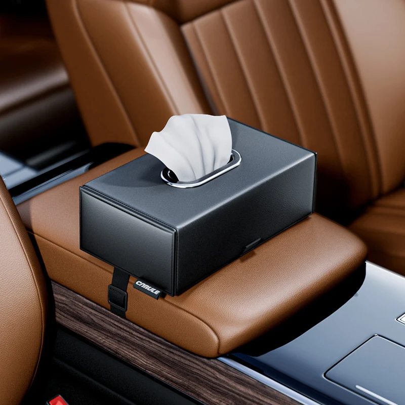 

Car Armrest Tissue Box Leather Auto Seat Back Hanging Tissue Box Holder Paper Drawer Storage Case Car Sunroof Napkin Organizer