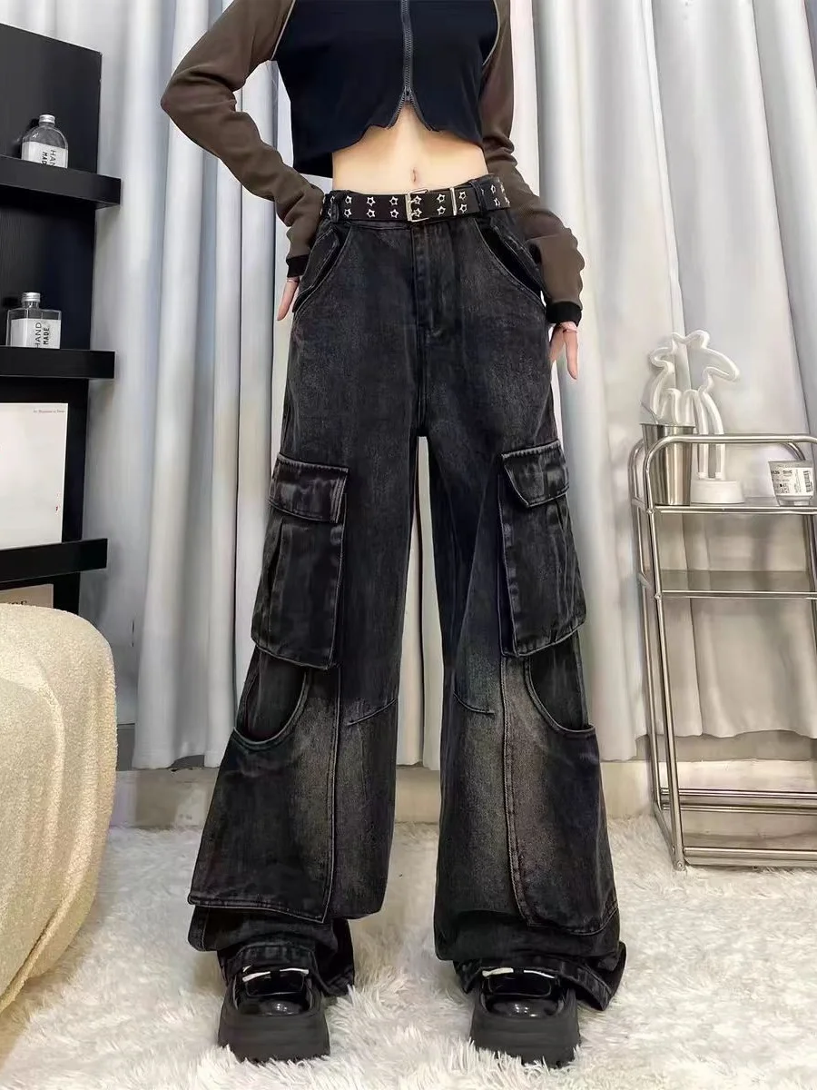 American High Street Cargo Pants Women 2024 New Summer Trendy Jeans Y2k Fashion Niche Design Women's Cargo Pants