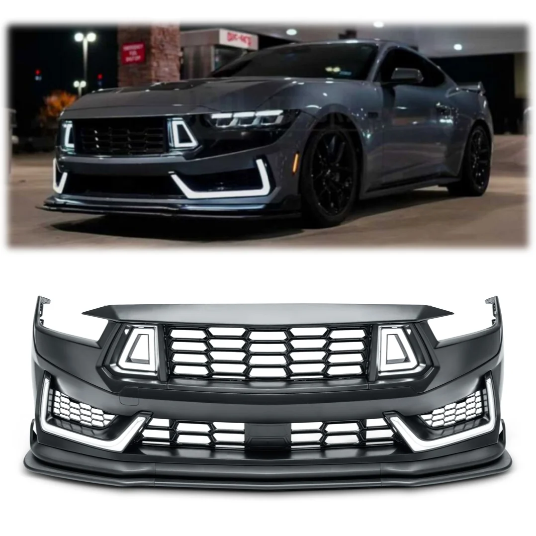 

Classic Car Restomod Body KitsNew Dark Horse Style LED Lights And Grille 2024-2025 Unpainted Black PP Material Front Bu