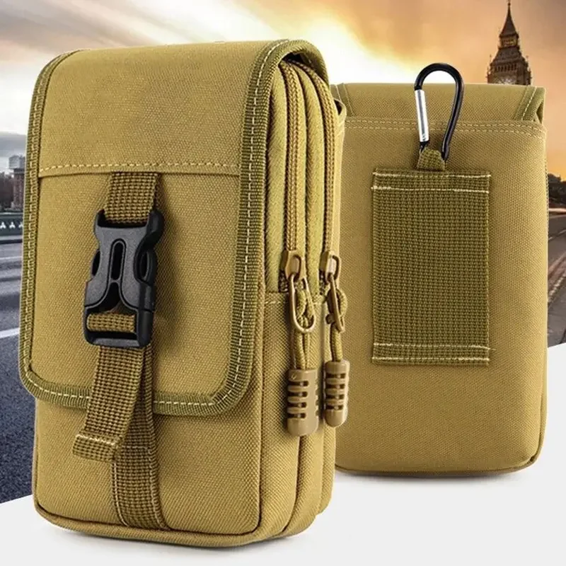 EDC Molle Bag Purse Double Layer Outdoor Waterproof Waist Fanny Pack Men Phone Pouch Camping Hunting Tactical Waist Bag