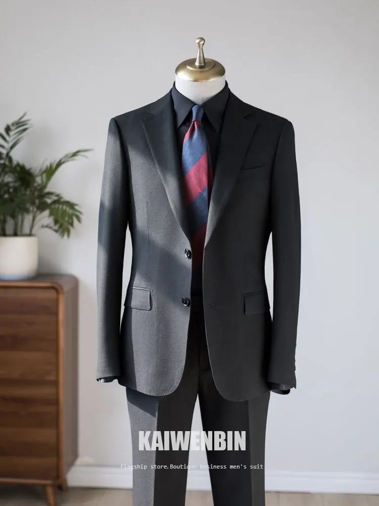 Men's suit 2 Pieces Black Shiny Stripe High-fashion Formal Blazer Single Breasted Groom's wedding banquet Casual Business Custom