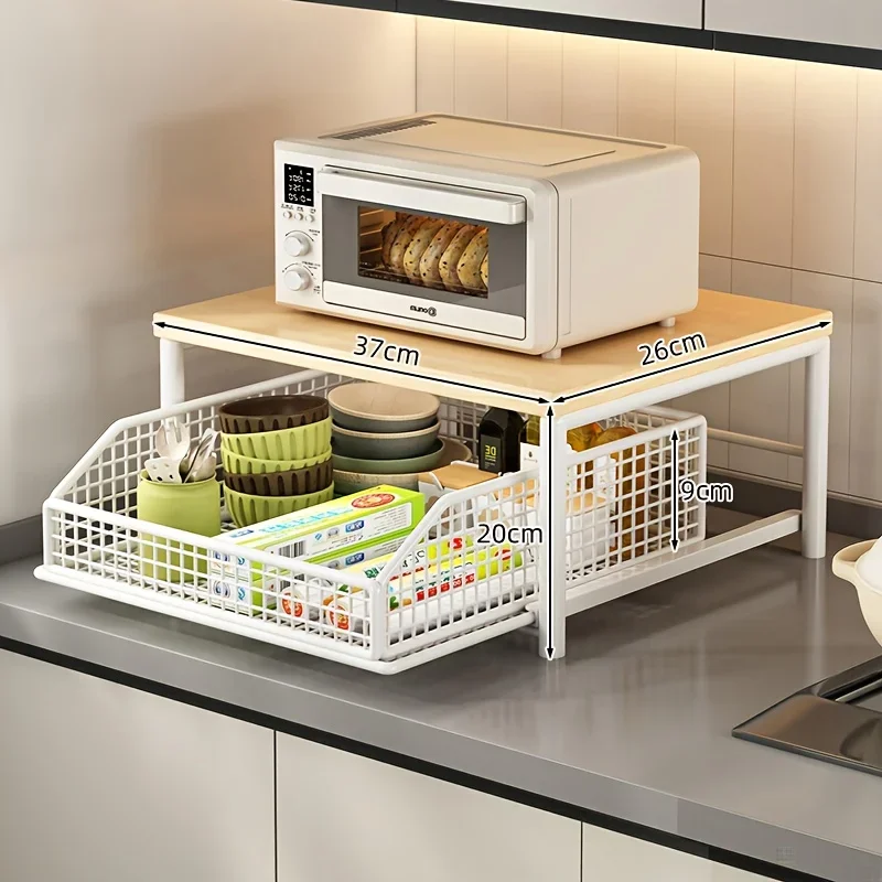 Picture 5: Coffee Maker Stand with Storage Basket, 2-Tier Kitchen Organizer Shelf for Coffee Pods, Mugs and Small Appliances
