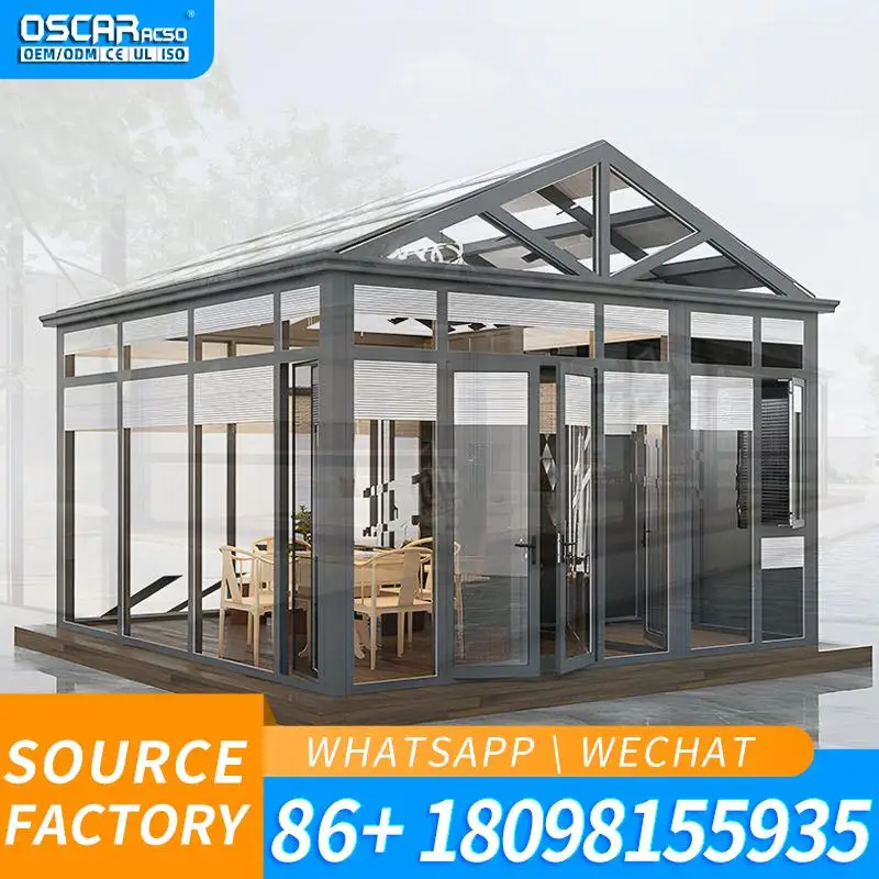 Lightweight Aluminum Alloy Sunroom with Sliding Door and Blinds for Patio Balcony Garden sunroom