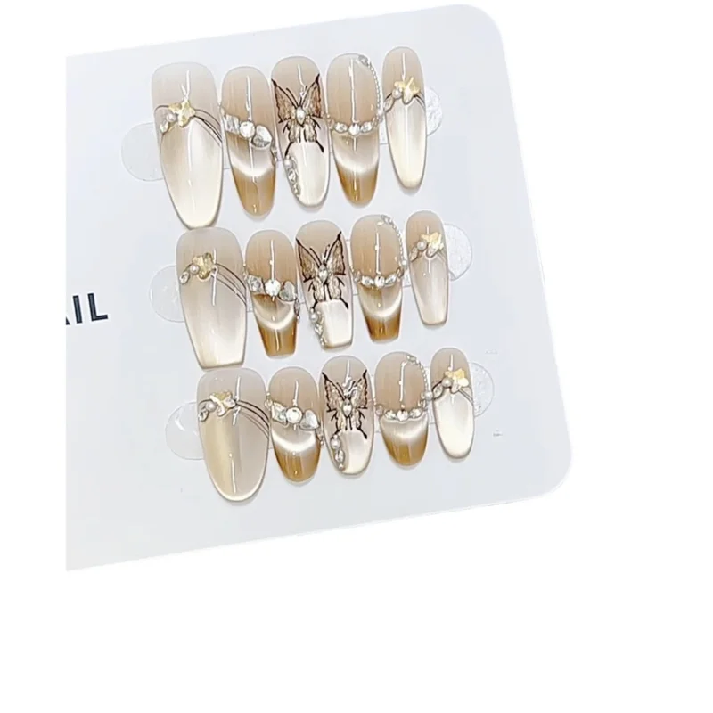 

Purely handmade autumn new phototherapy wearing nail beauty butterfly nail patch removable