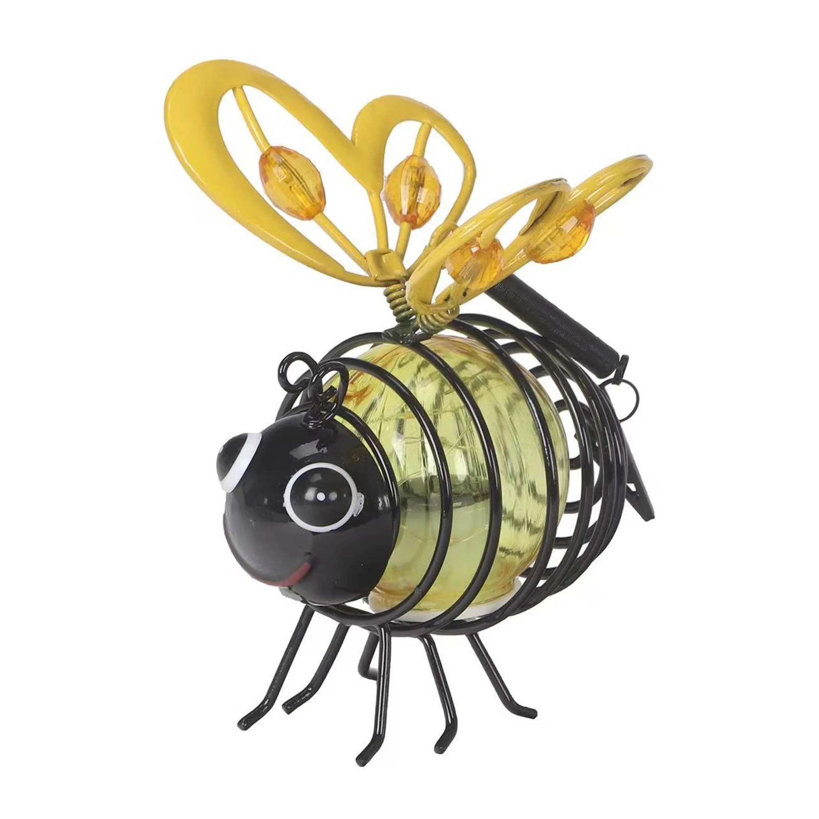 Metal Solar-Powered Hanging Bee Light Easy Hook & Spring Mount LED Outdoor Garden Light for Yard Balcony Porch Garden Decoration