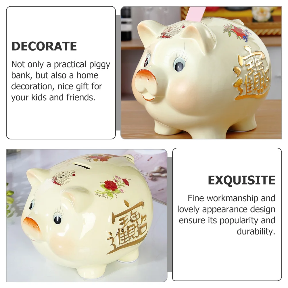 

Ceramic Piggy Bank Sturdy Pig Shape Coin Jar Home Decor Cute Children Saving Money Jar Gift Ornament Ceramic Piggy Bank