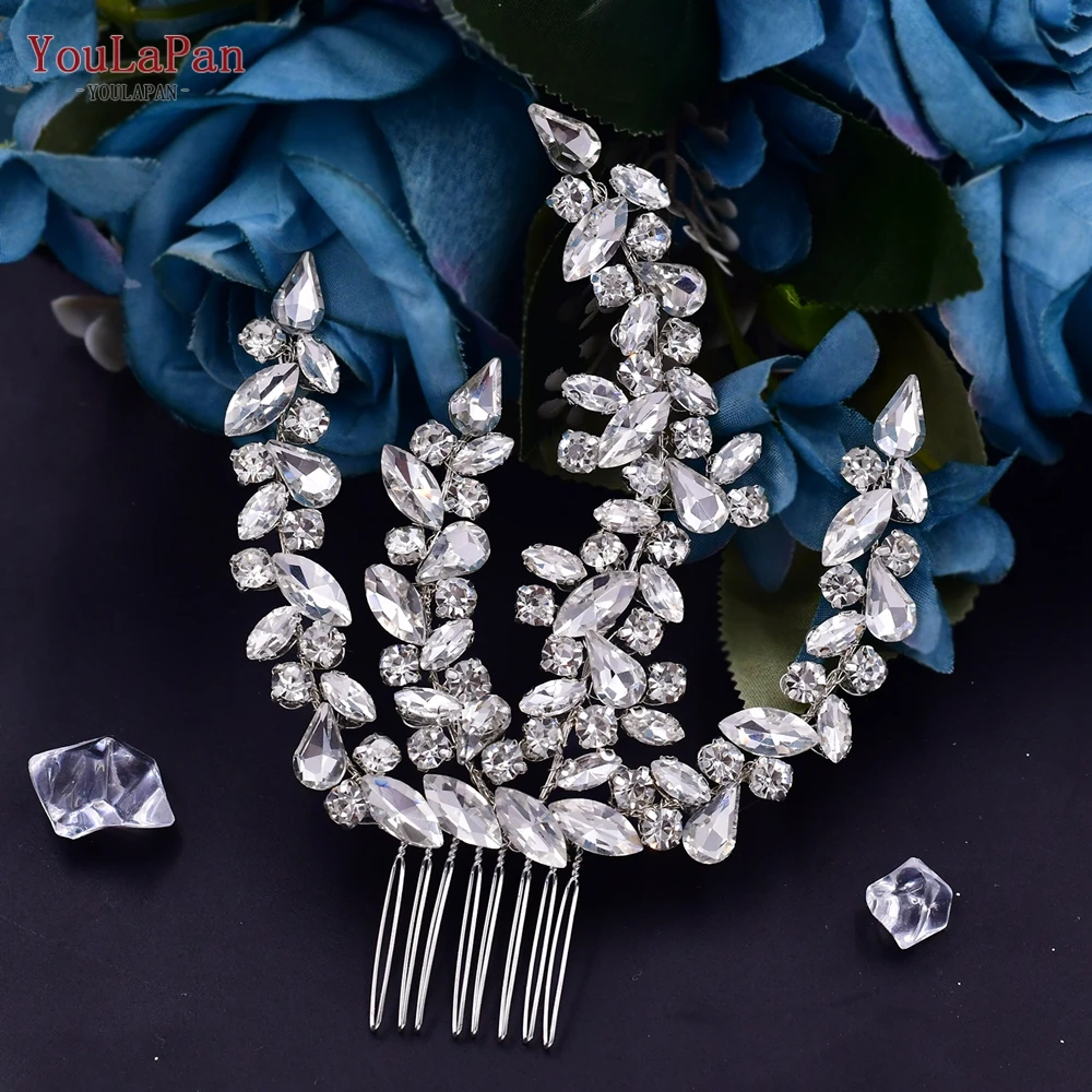 TOPQUEEN Bridal Comb Crystal Hair Clips Wedding Head Jewelry Headwear Women Headpiece Bride Headdress Hair Ornaments HP489