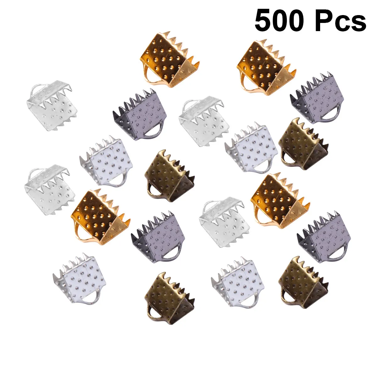 500 Piezas de Clips de Cinta Metálica de 6 mm, Cierres de Metal para Fabricación de Joyería, Collares, Pulseras y Accesorios DIY