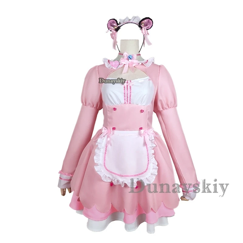 Anime jogo nekopara chocolate baunilha cosplay traje peruca vestido de empregada lolita servo saia mulher sexy kawaii festa de aniversário terno