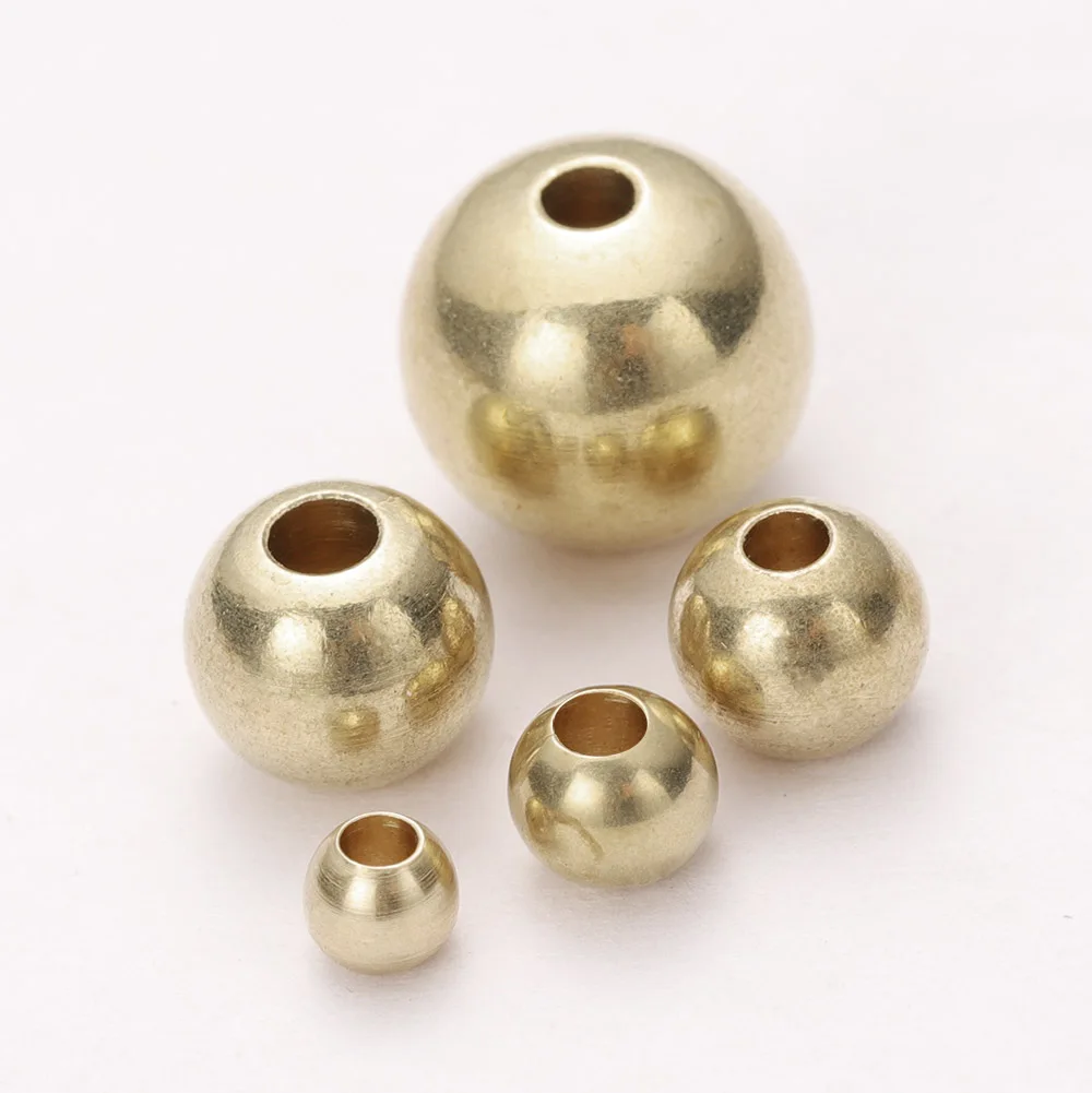 50pcs 3/4/5/6/8mm Original Brass Beads Round Ball Spacer Loose Beads for Jewelry Making DIY Accessories