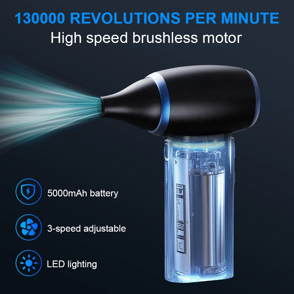 

Mini Turbo Jet Fan 130000RPM Powerful Air Blower Vacuum Dust Cleaner Type-C Charging 52m/s Brushless Turbo Jet Blower hair dryer