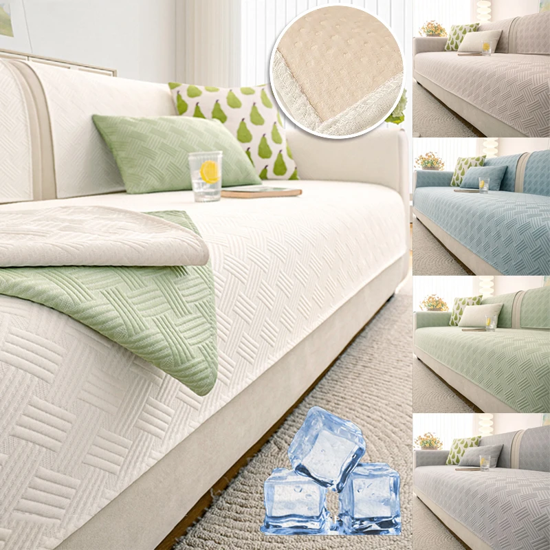 

1 Piece Nordic Universal Ice Cooling Sofa Seat Cover Sofa Slipcovers for Living Room Non-slip Summer Couch Mat Towel Home Decor