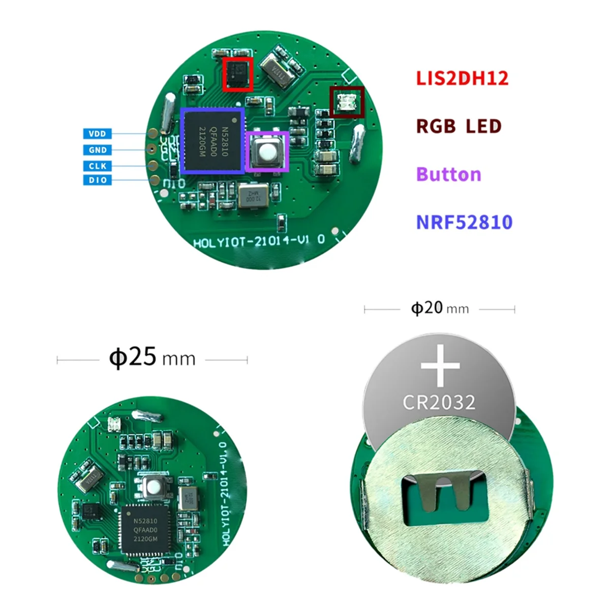 POP-lHolyiot NRF52810 3-осевой акселерометр Bluetooth-маяк BLE 5,0 Bluetooth-модуль Низкое энергопотребление в помещении