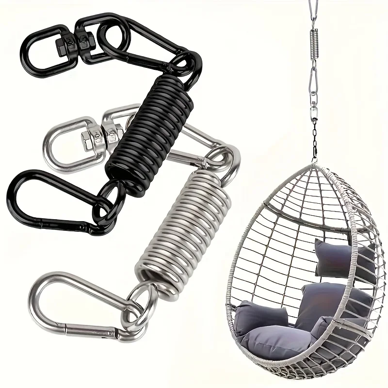 Heavy Duty Swing Hanging Spring with Swivel Carabiner Rings Anti-Rust Metal Hardware Kit for Egg Hammock Chair Porch Swing Seat