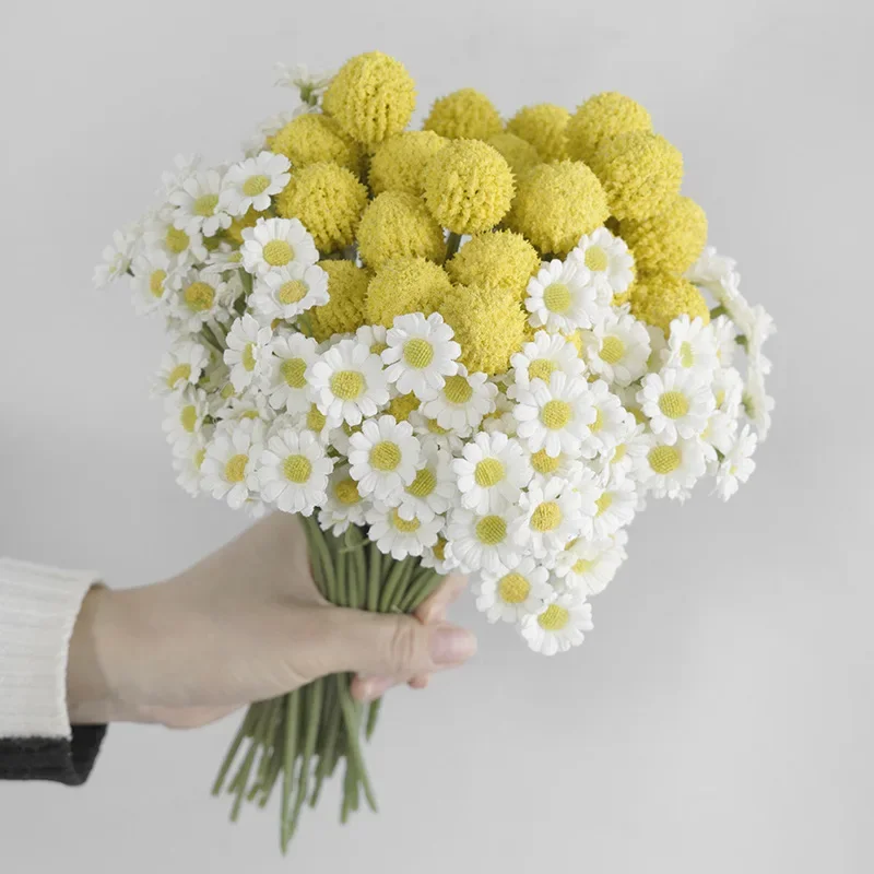 26cm Artificial White Daisy Flower Bouquet DIY Vase Home Garden Living Room Decoration Wedding Party Silk Fake Flowers