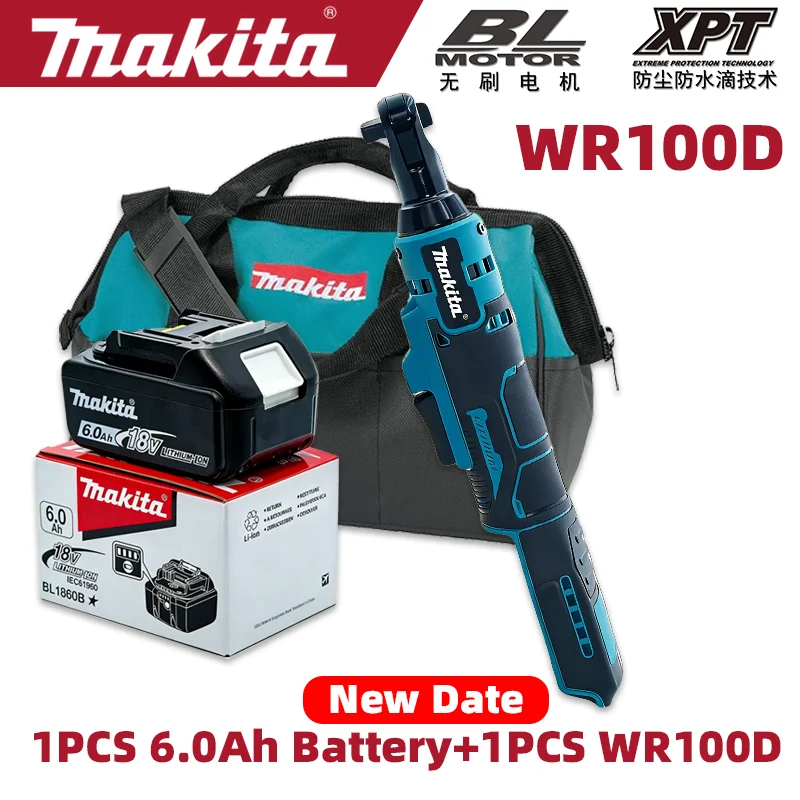 

Original Makita 18V Battery,Genuine Makita 18V Right Angle Ratchet Wrench Brushless Cordless Variable Speed with LED Work Light