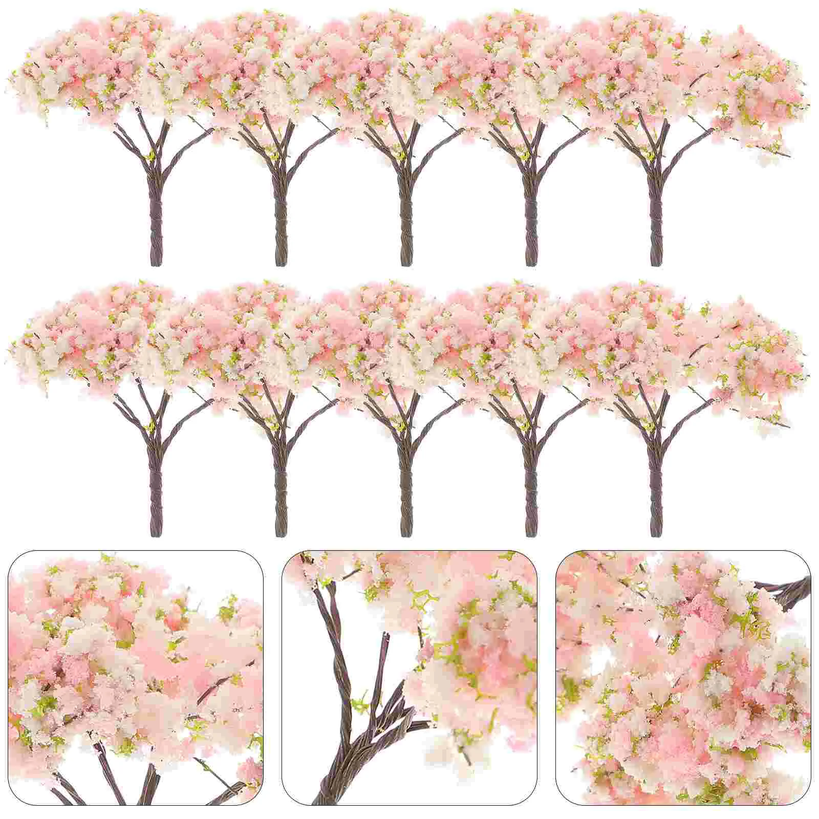 10 Pcs Architectural Tree Model Fake Plants for Decoration Cherries Mini Artificial Cherry Blossom Abs Flowers Ornament Man