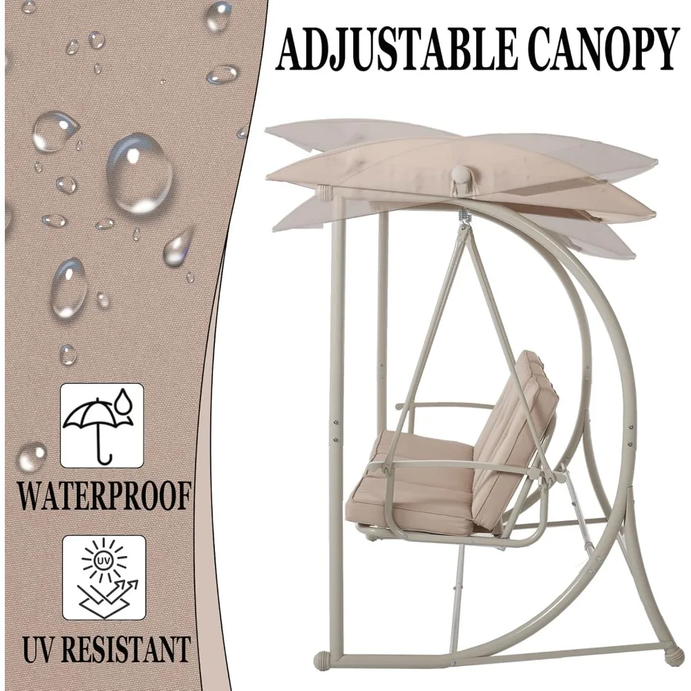 

Patio Swing with Canopy, Outdoor Swinging with Stand, Backyard Swings for Adults, 2 in 1 Porch Swing Bed, Outdoor Patio Swings