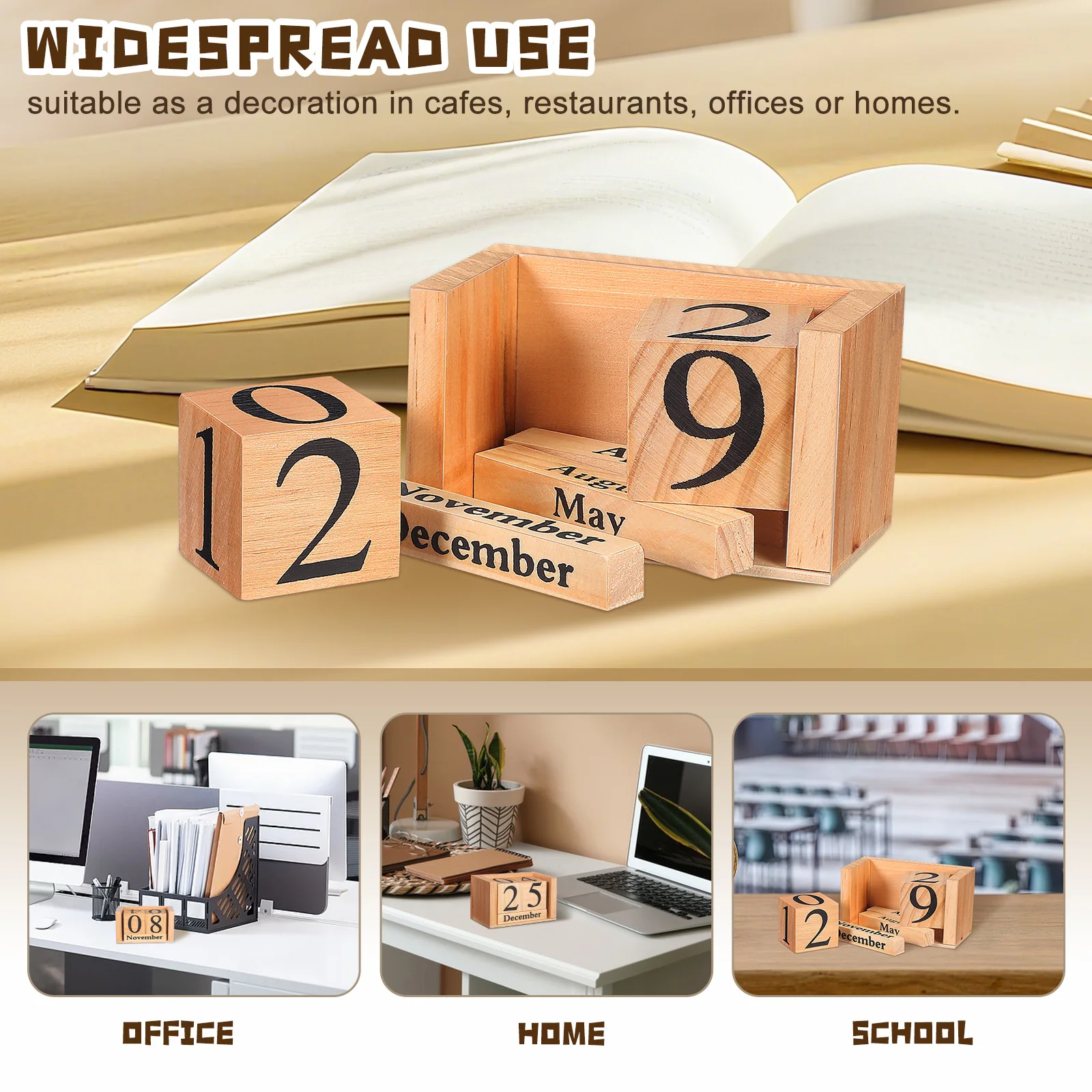 Bloc en bois bureau Style européen réutilisable table debout bureau maison décoratif calendrier perpétuel calendrier de Table en bois