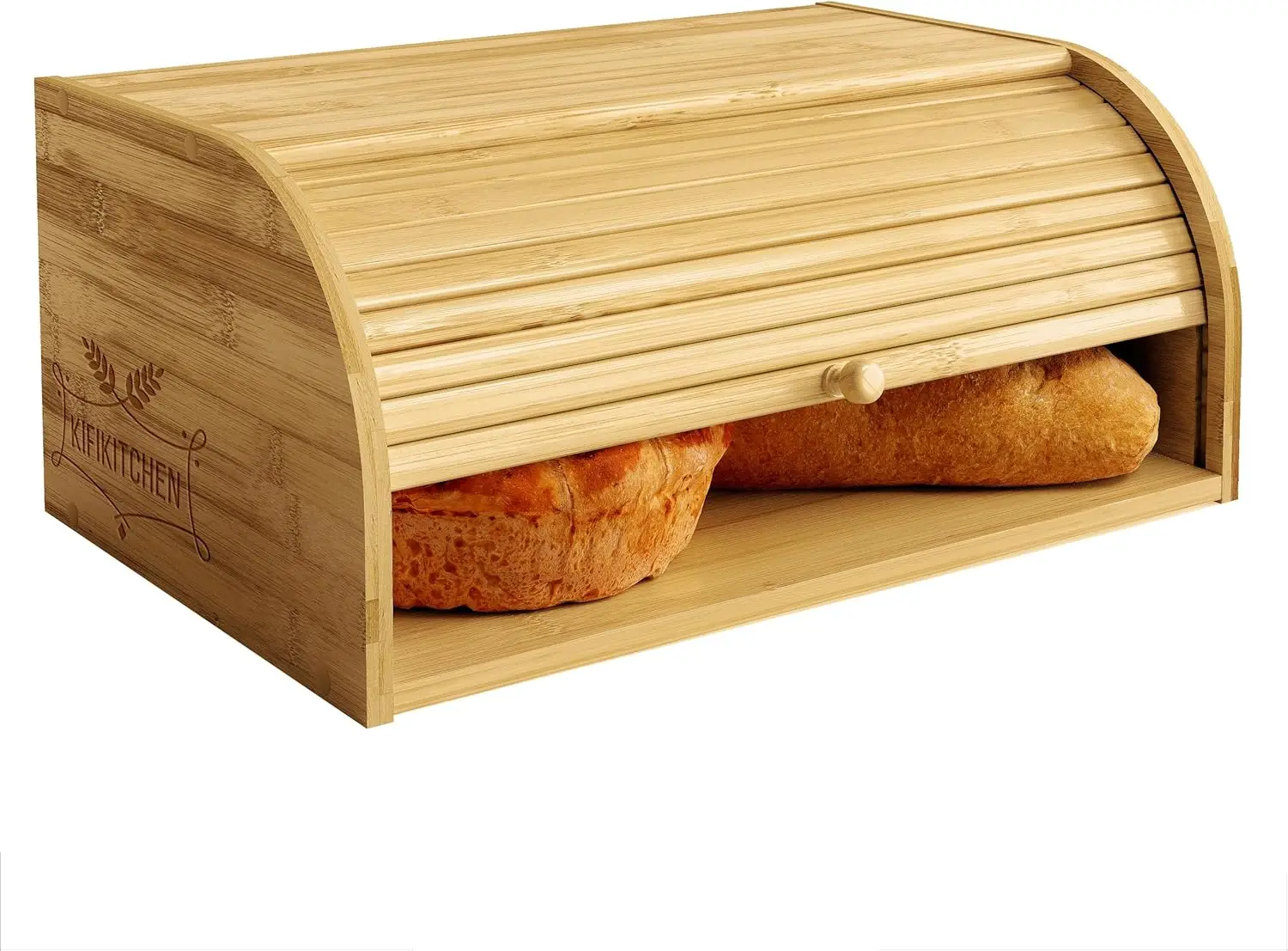

Rustic Bamboo Bread Box with Sliding Door - Keeps Bread Fresh, Saves Counter Space 15x9.8 Inches
