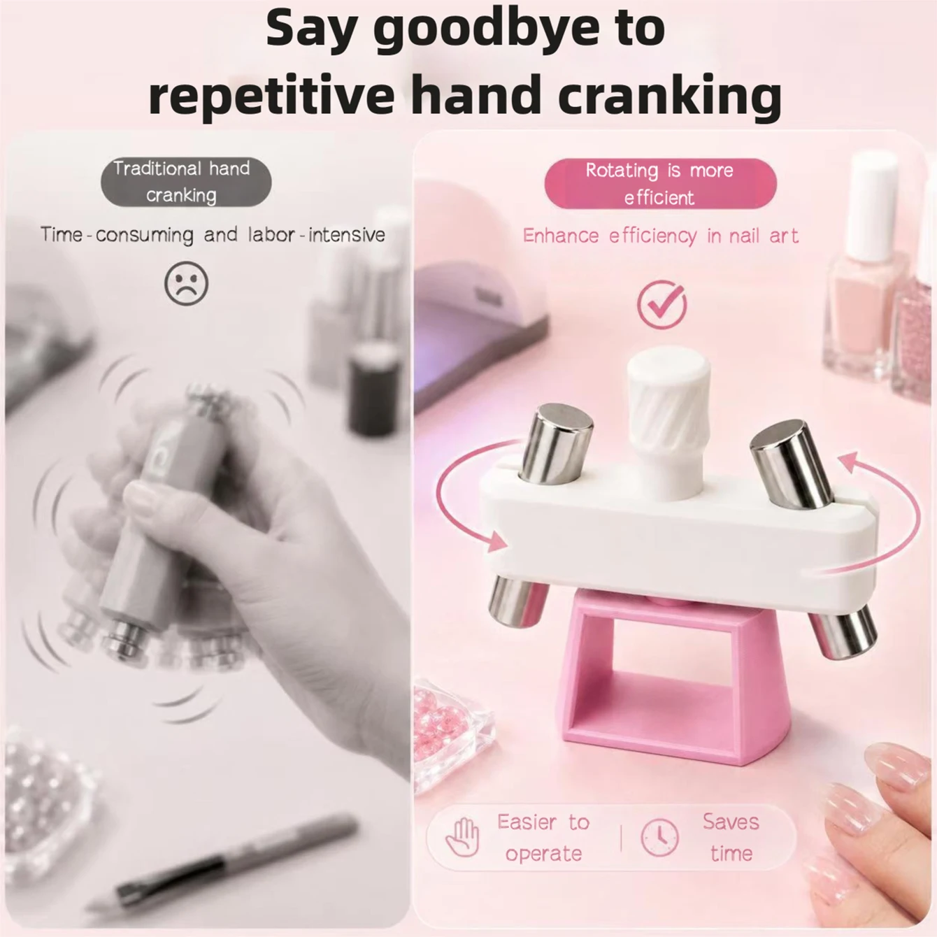 2026 New Rotating Gyro Cat Eye Magnet Tool, One-Step Molding Portable Auto Rotate Cat Eye Nail Art Helper for Manicurists