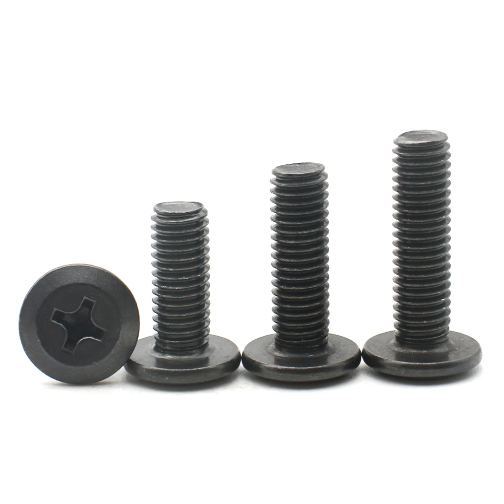 100/40/20pcs M4 M5 M6 M8 Black Carbon Steel Phillips Cross Recessed Hypotenuse Flat Head Screw Bolt Down Side Furniture Screw