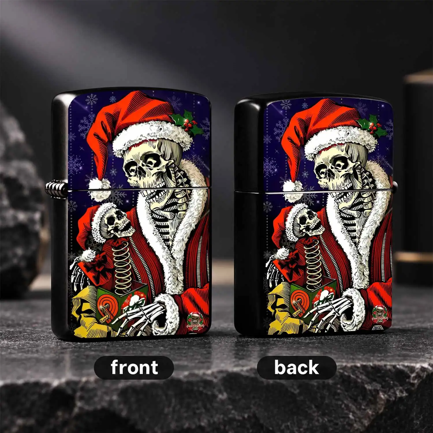 Creative Dark Christmas Skeleton Themed Lighter, Atmospheric Holiday Limited Unique Trendy Decor, Fun Jack-In-The-Box Festive Gift, Fits All Daily Scenarios, Retro Print Style Collectible, Exclusive Delight For New Year Gifting A Humorous A
