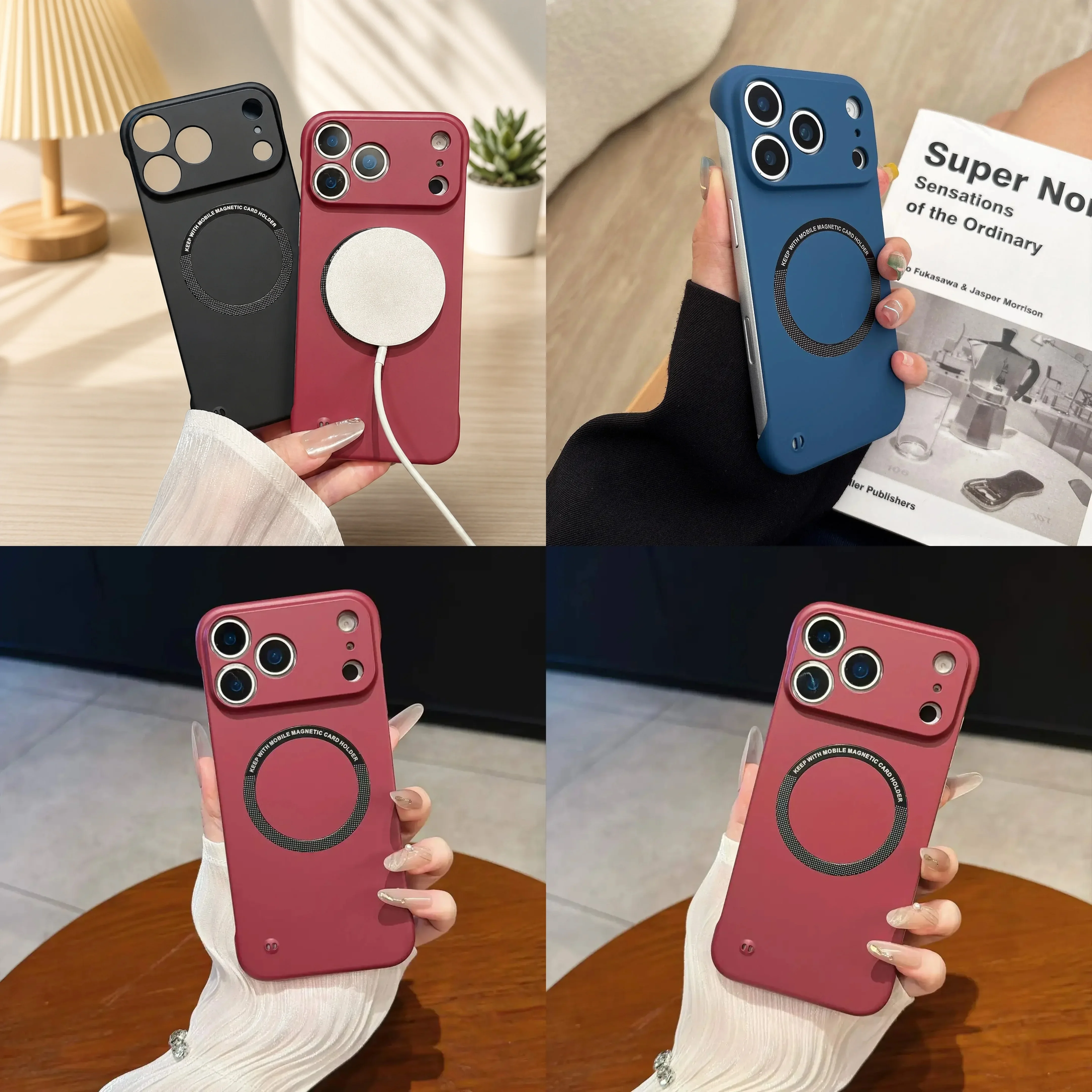 Ultra Thin Hard PC Magnetic Frameless Phone Case For Magsafe For iPhone 18 Pro Max 17 Air 16 15 Plus 5G Matte Color Solid Cover