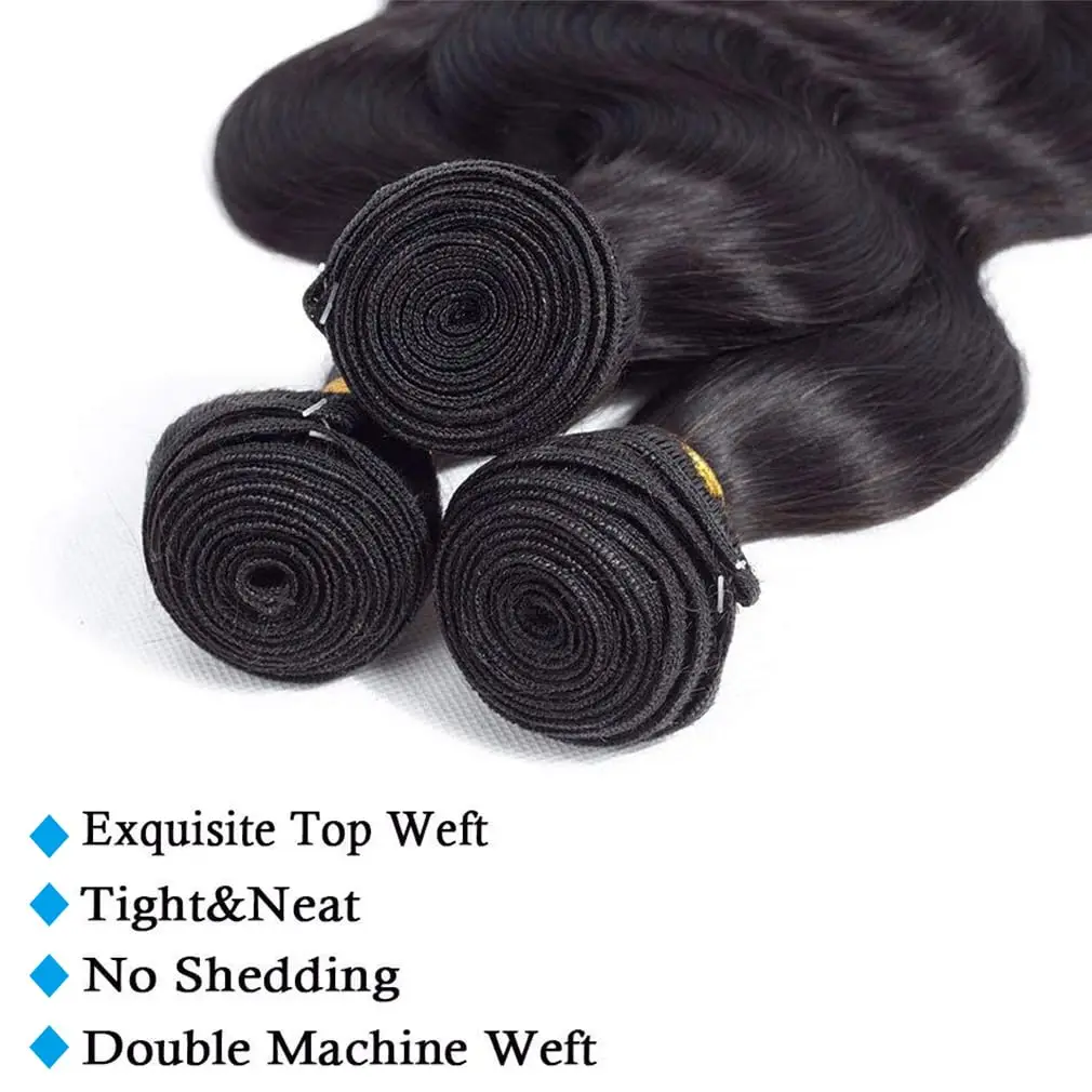 Extensiones de cabello humano ondulado brasileño, mechones de cabello virgen Natural, color negro, oferta de 3 y 4 mechones, 30 pulgadas, sin procesar, venta al por mayor